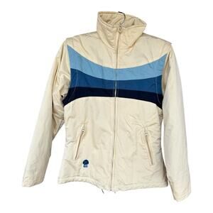 Vintage Sims retro style ski jacket cream blue size Small